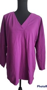 Denim & Co. Tunic length grape colored long sleeve T shirt